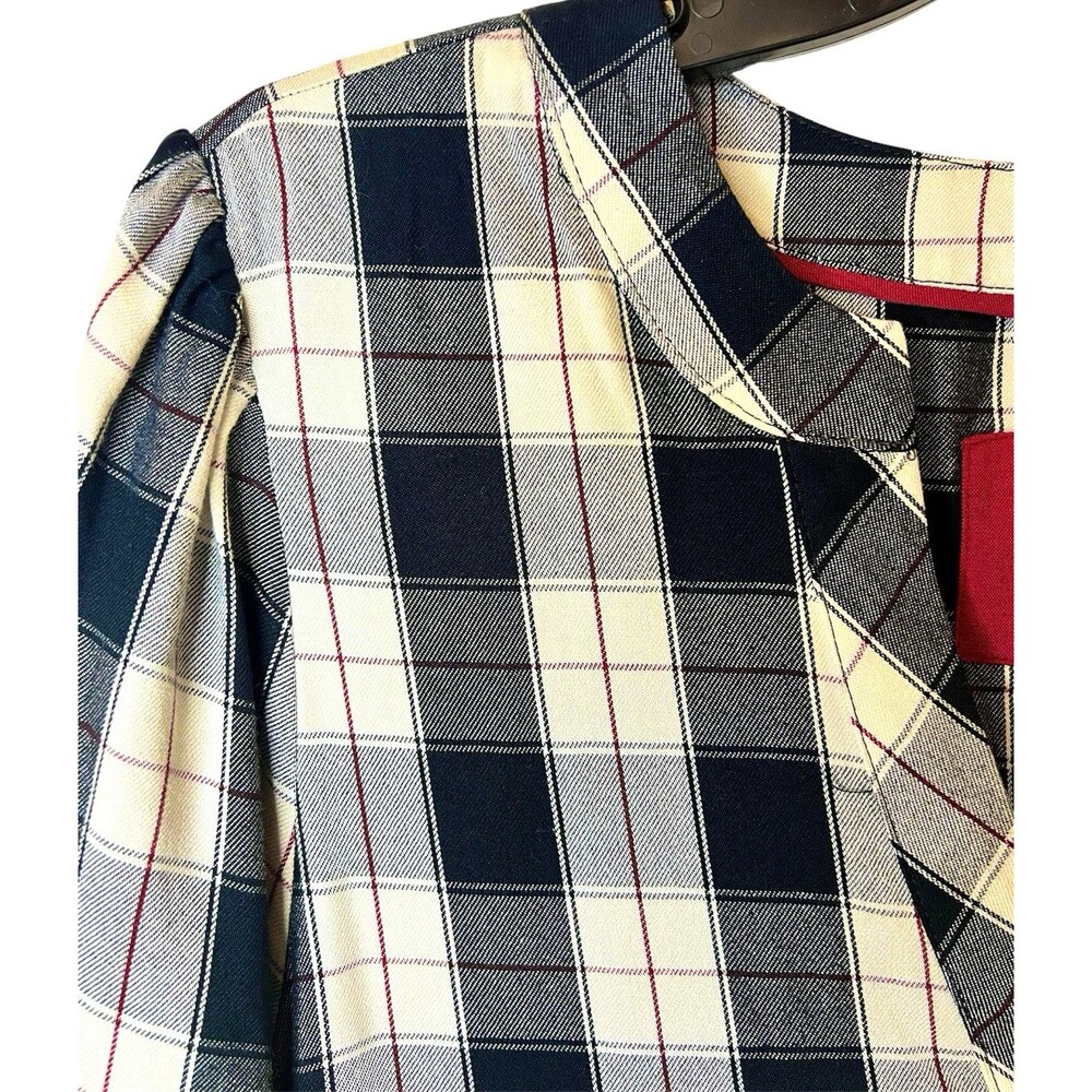 MAEVE Anthropologie Black Motif Amber Plaid Tiered Tunic Dress Flowy Boho Sz Med - Picture 5 of 12